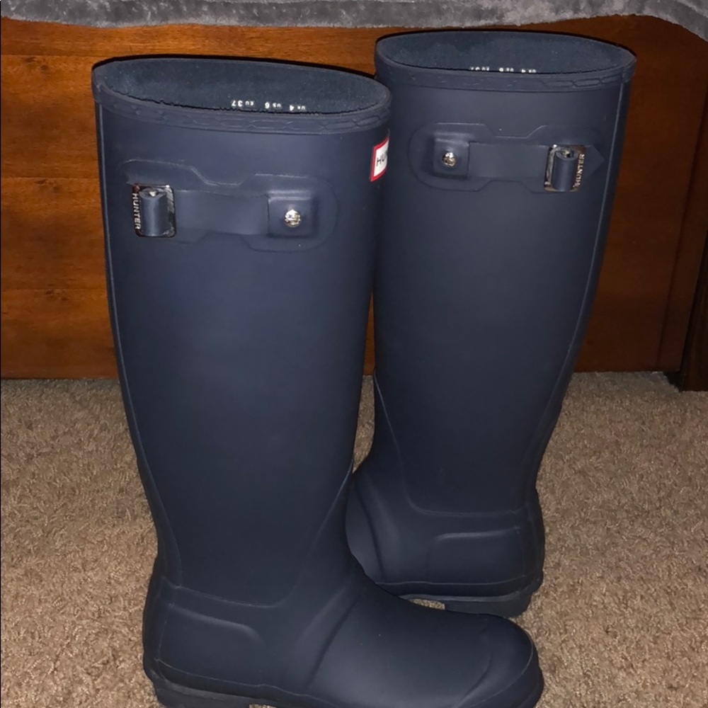 Navy Blue Tall Hunter Rain Boots